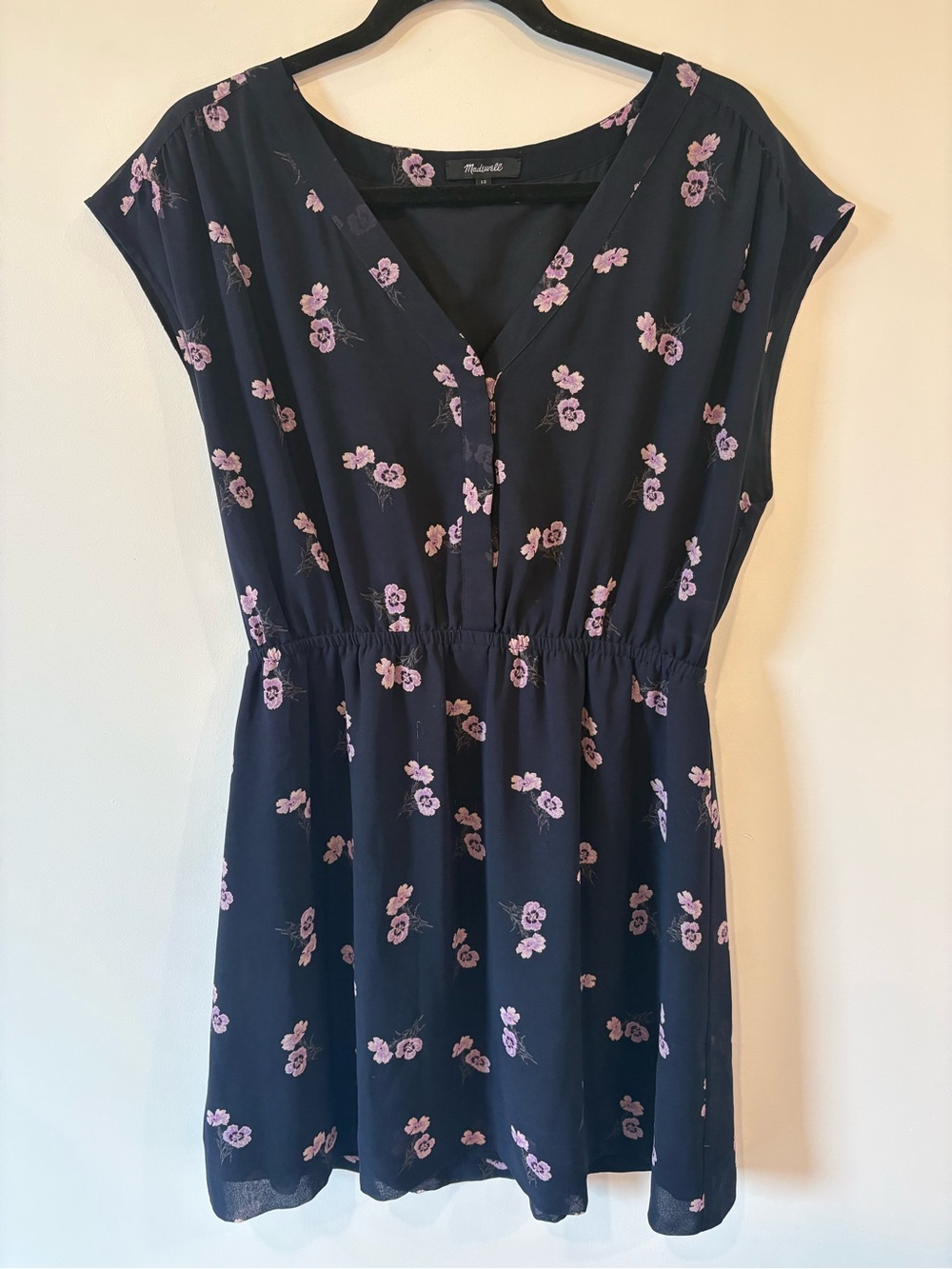 Madewell Navy Mini Dress with Pink Floral Print